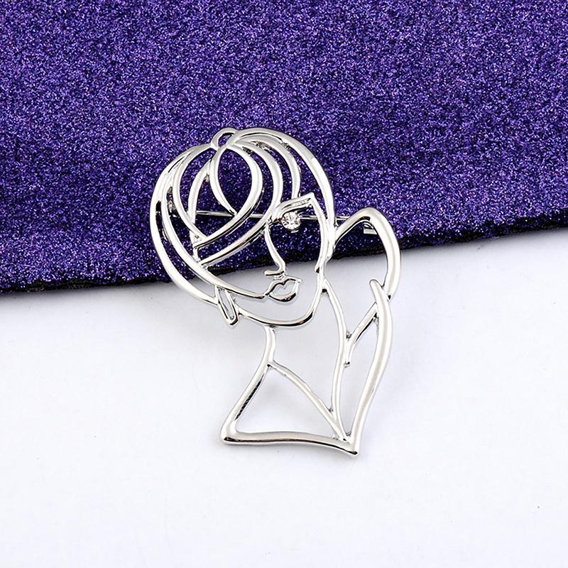 

1PC Beauty Lady Brooches Women Girl Figure Office Casual Brooch Pins Gifts срібний