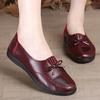 2025 Mom Shoes Single Shoes Middle-aged Women's Shoes Middle-aged New Flat Bottom Leather Shoes Spring Elderly A Stirrups