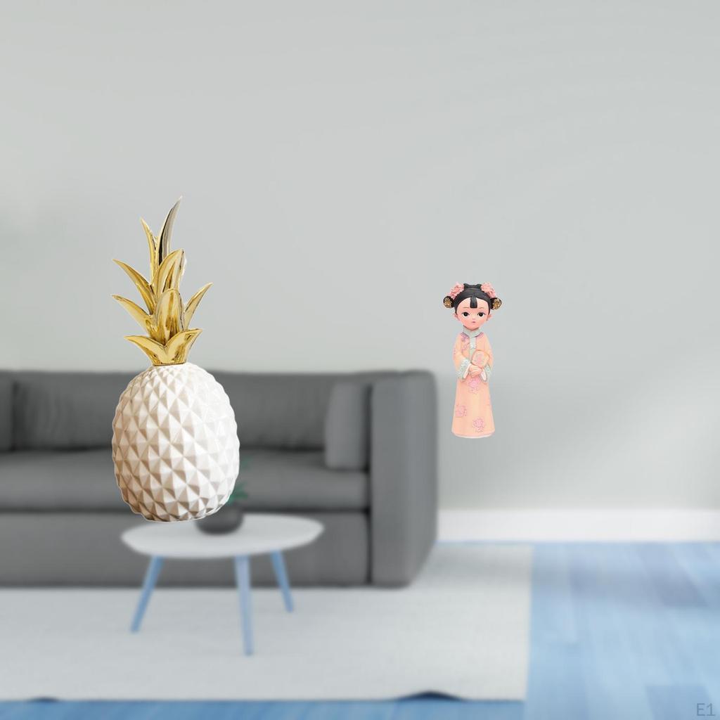 Pineapple Decorative Sculpture Artificial Figurine Ornament for Bedroom Bookshelf Tabletop Girl