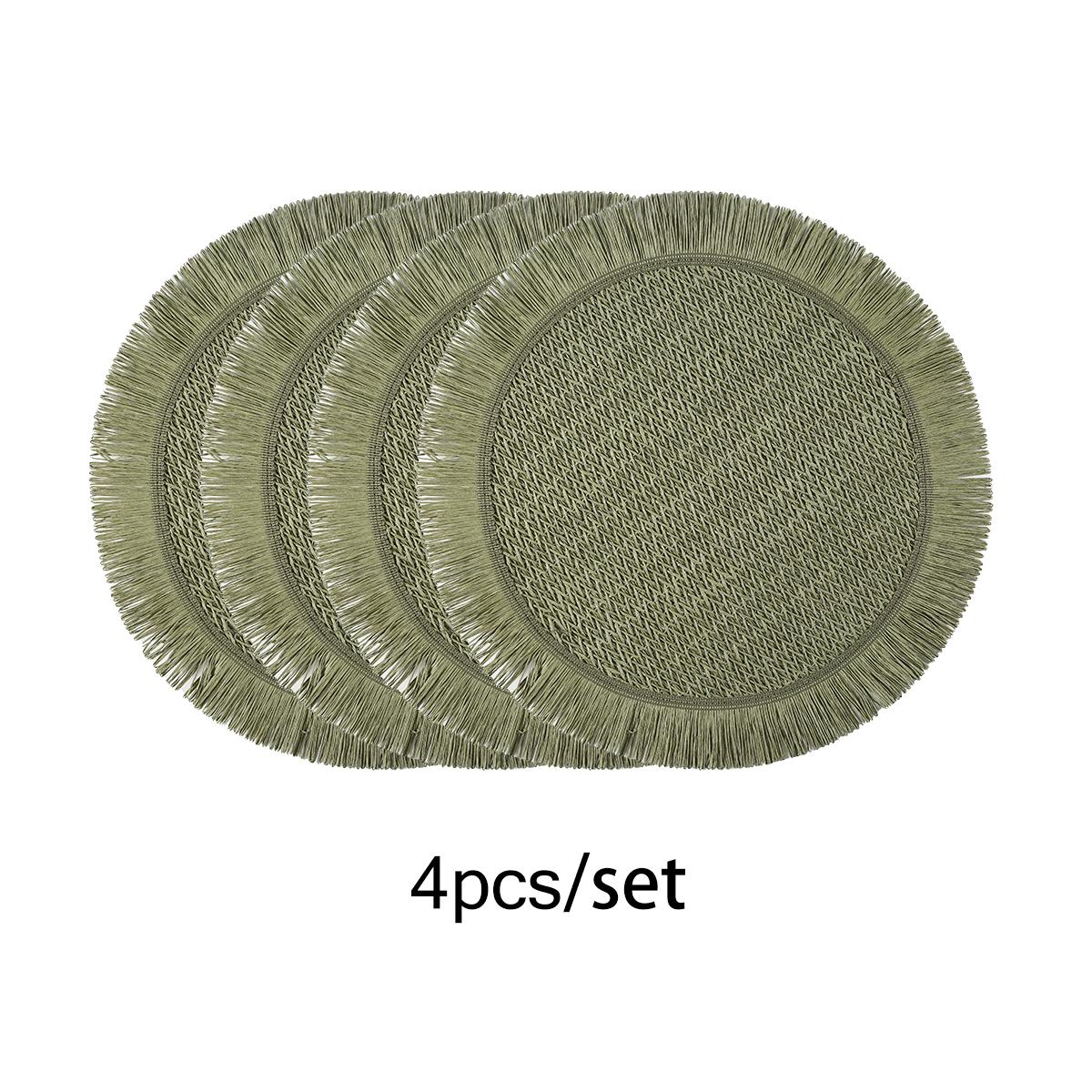 Set of 4 Table Round Woven Paper Placemat for Dining Table Paper Bohemian Woven Placemat placemat for dining table placemat NONE 38 cm&Round зелёный