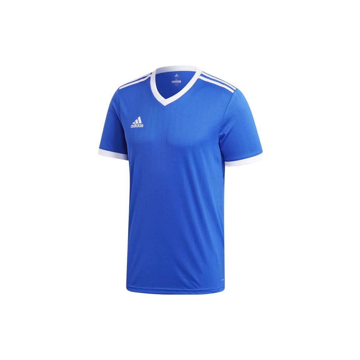 

Adidas Полосатая быстросохнущая футболка с логотипом для спортивных тренировок и v-образным вырезом с короткими рукавами, мужские топы, синий CE8936 M