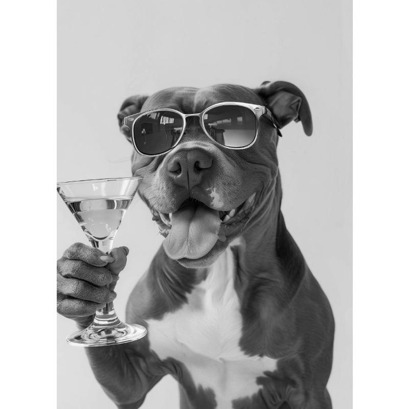 Funny Animal Collies Drinking Champagne Minimalist Animal Portraits Poster Canvas Paintings Wall Art Pictures Home Decor