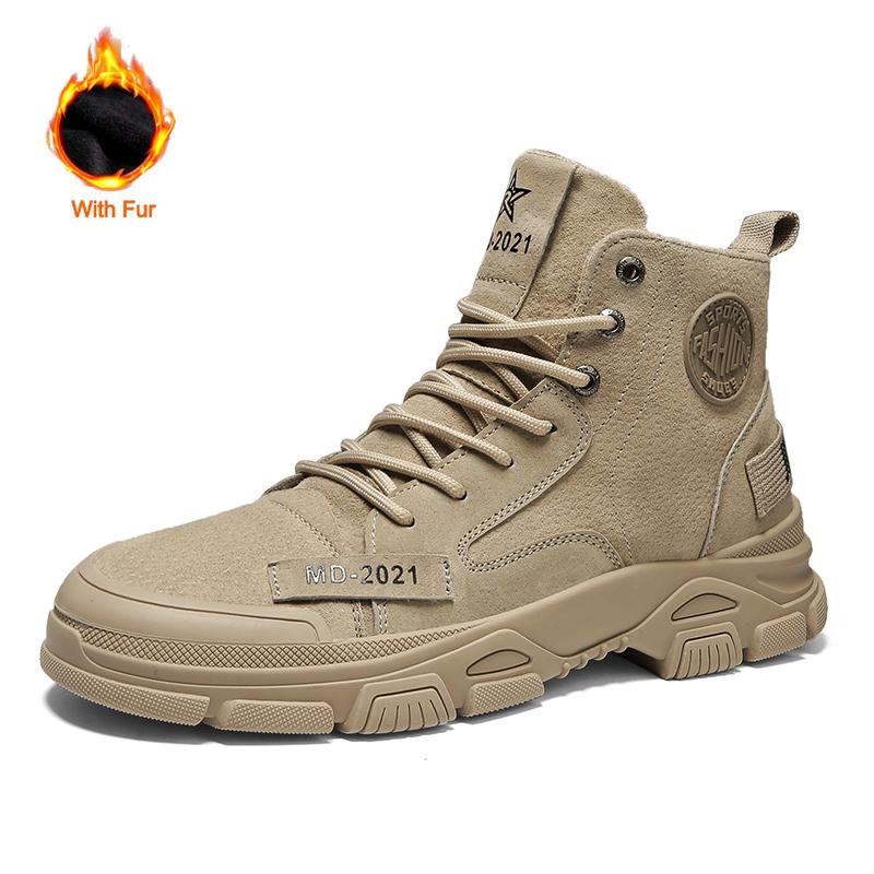 

Fashion High Quality Men s Ankle Boots Fashion Handmade Comfy Leather Lace-up Work Shoes Sneakers All-match Walking Shoes 44