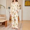 Women's Christmas Print Pajama Set Silky Long Sleeve Button Down Sleepwear Loungewear Set