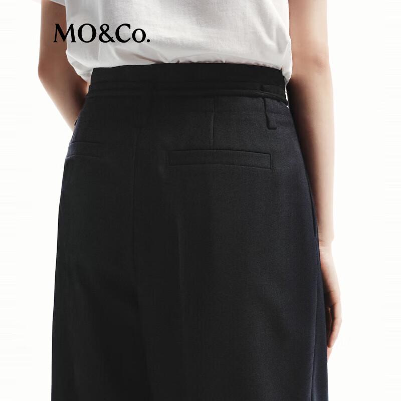 MO&Co. Women's 2024 Autumn Wool Blend Mid-Waist Straight Leg Trousers