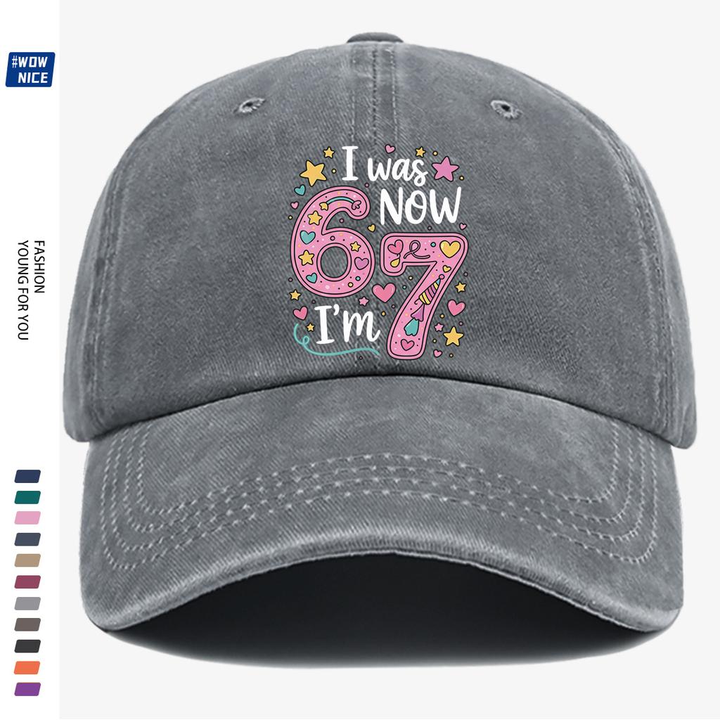 Pc Pink Color Painted Number Cm Baseball Cap I Was  Now IM Cm Text Stars Hearts Rainbow Decoration Graduati