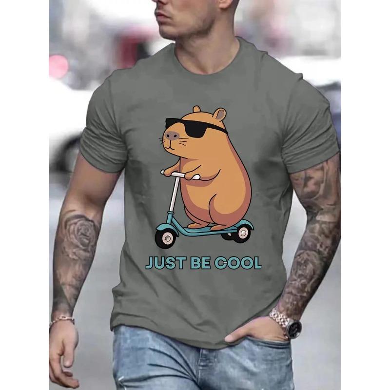 Zomer Rond Hals 3D Capybara Grafische Print Top Modieuze Casual Korte Mouw Heren T-shirts