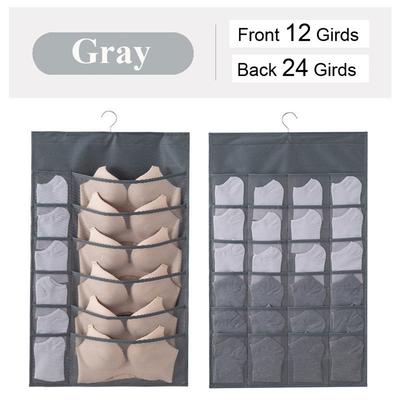 2 Sided Hanging Storage Bag Underwear Socks Bras Home Wardrobe Hanging Bag Modern Simple Style Folding Clothes Divider Bag