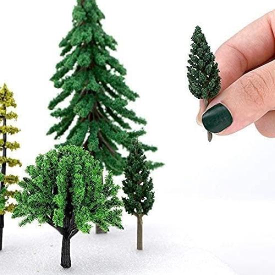 Forest Model 55 Diorama 9 Sizes for N Gauge and Buildings Model Trees, Pieces, Kit, 3-7cm, Mixed, Dioramas, Railways, (55 Pieces, A)
