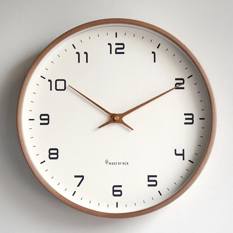Nordic European Style Wooden Wall Clock Modern Design Nordic Minimalis Wood Mute Wall Clock Living Room Kitchen Home Decoration