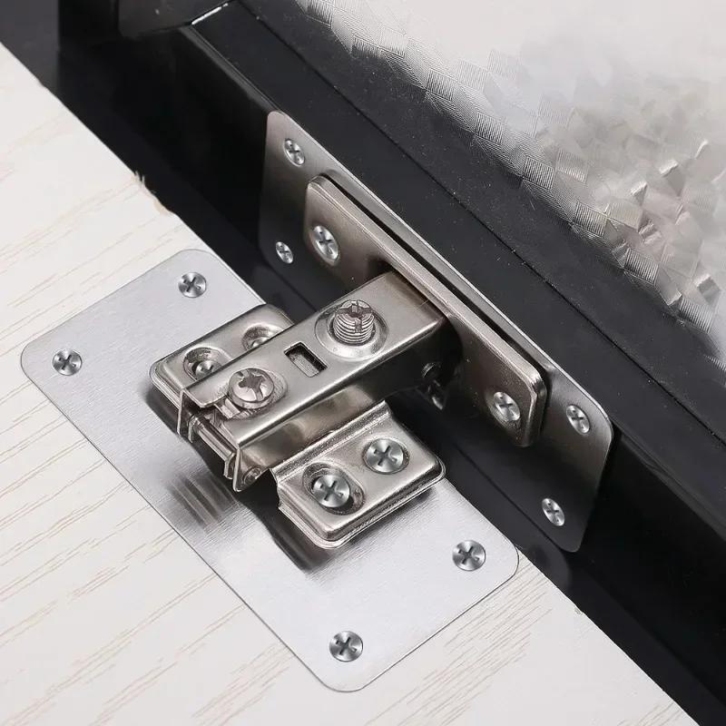Cabinet Hinge Repair Plate Kit Kitchen Cupboard Door Hinge Mounting Plate With Holes For Cabinet Furniture Hardware Accessories
