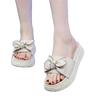 Slippers Female Summer Go Out Thick-soled Bow 2025 New Wear Soft-soled Fashion Fairy One-word Cool Slippers Explosion
