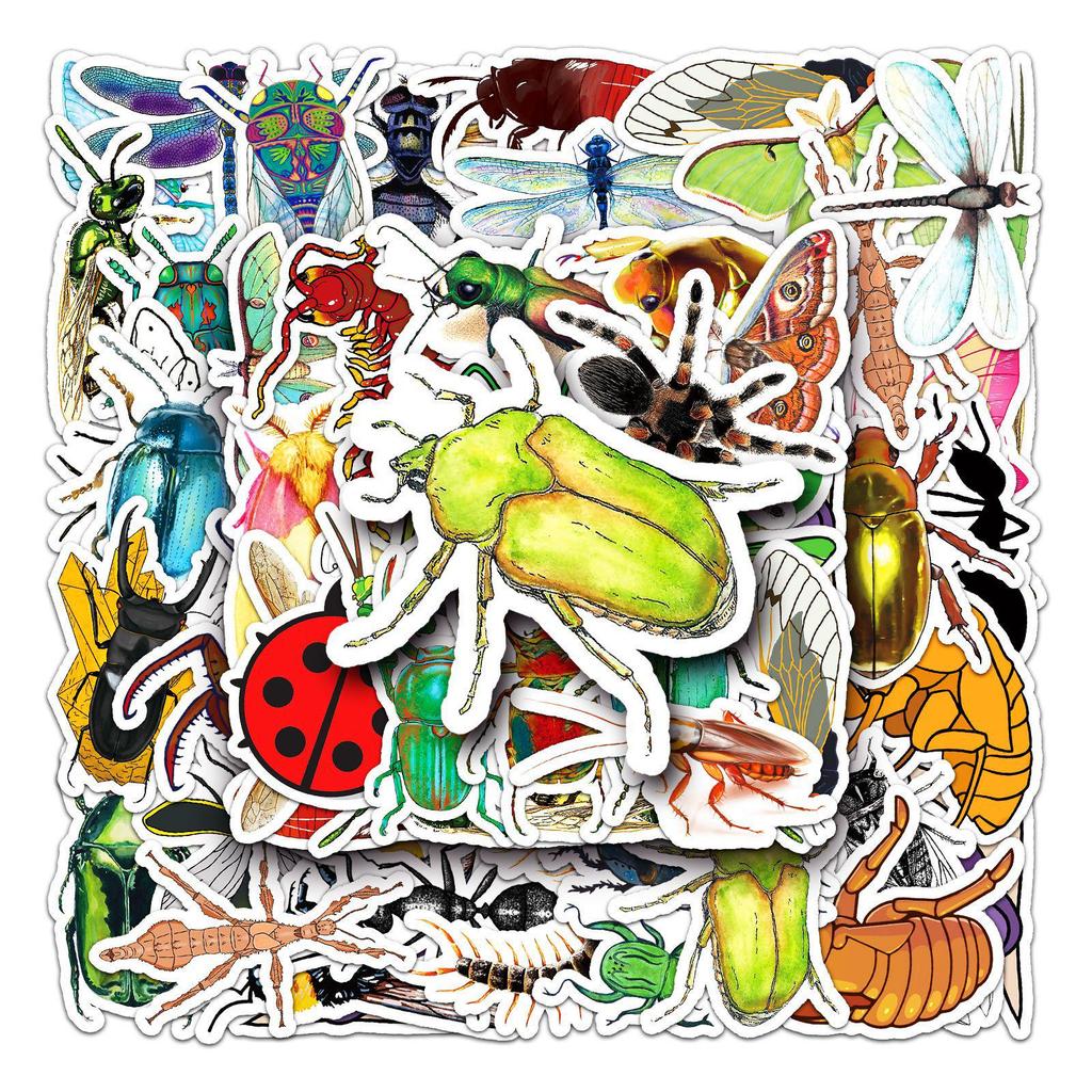 50 Insect Cartoon Stickers: Dragonfly, Guka, DIY, Waterproof for Journal, Skateboard, Phone Case, Suitcase