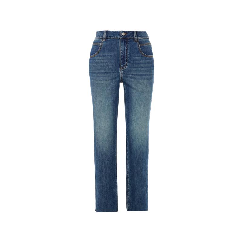 Lanzhi High-Waist Slim-Fit Straight Jeans XL