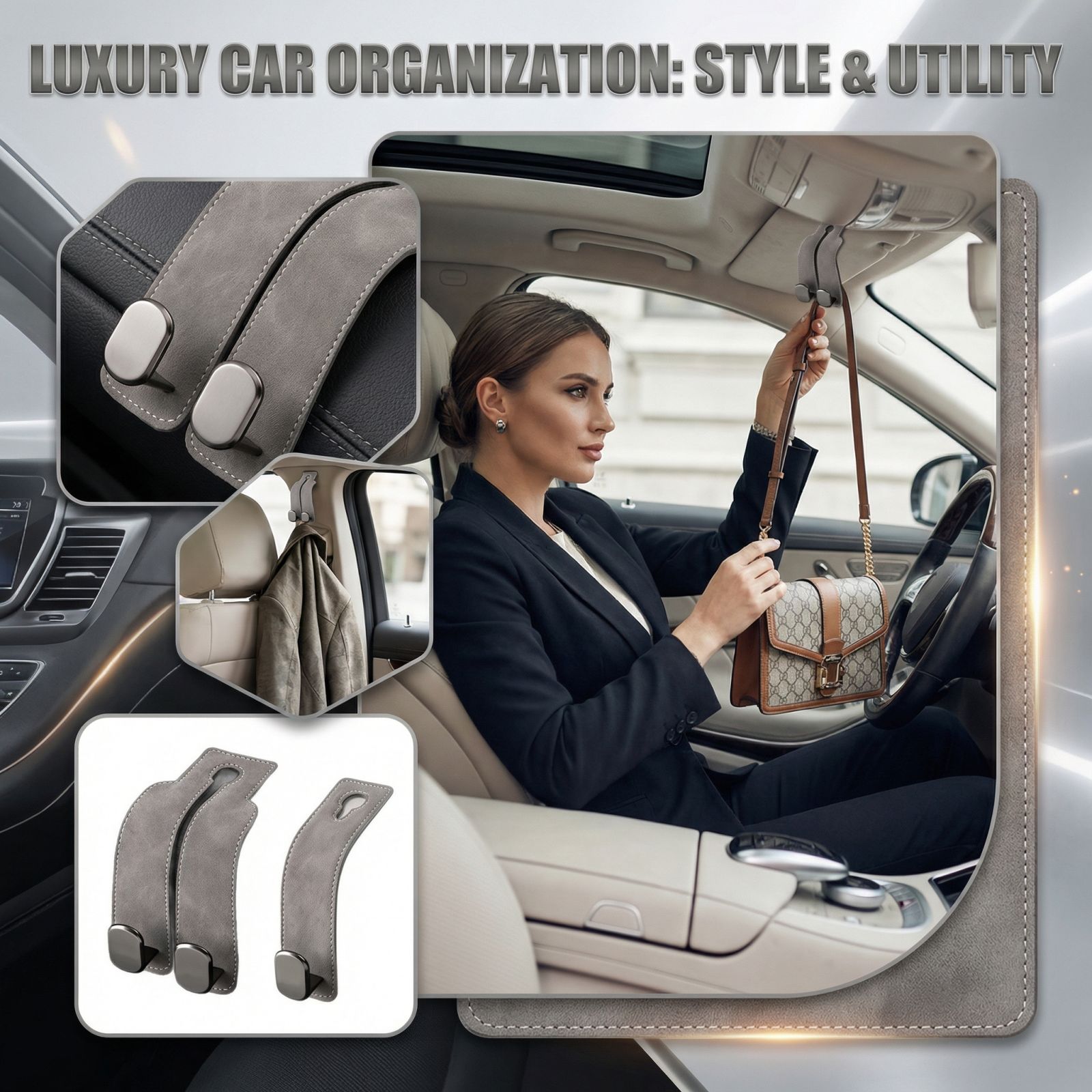 Car Hook  Alloy Suede Car Multifunctional Hook One Size серый