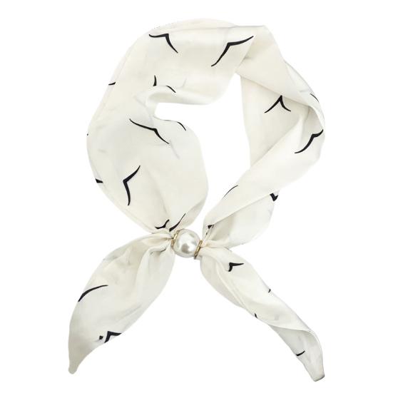 Seidenschal Imitation Perle Magnetischer Verschluss Nackenwickel Streifen Punktmuster Schal für kühles Wetter Accessoire