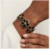 Vintage Colorful Enamel Flower Cuff Bracelet, 18K Gold Plated Stainless Steel Floral Bangle, Anti-Tarnish Party Jewelry