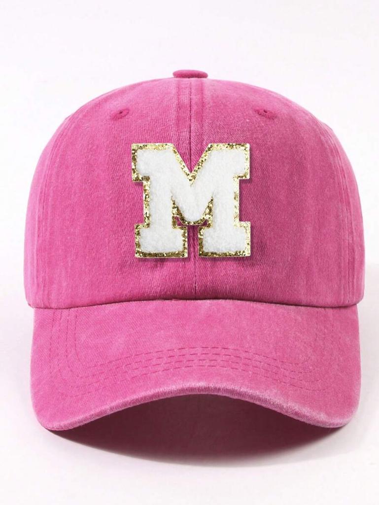 Fuchsia Pink Letter E Patch Casual Dad Hat Adjustable Unisex Outdoor Sun Visor Cap