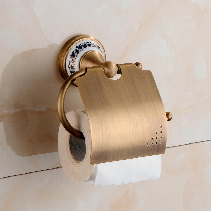 HONGDEC Modern Brushed Gold Stainless Steel Toilet Paper Holder Wall-Mounted for Bathroom