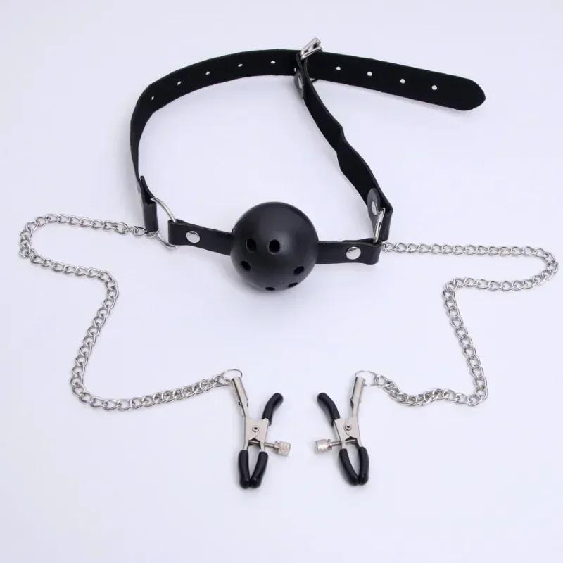 Mouth Gag Nipple Clamp Clitoris Clip Anal Butt Plug Adjustable SM Sex Toy Breast Clip Clit Stimulator No Vibrator