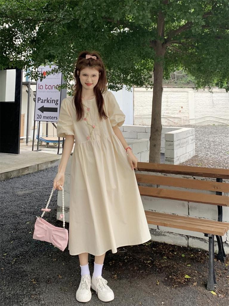 Robe d'été à manches bouffantes douces style académie japonaise pour femmes - Jupe style poupée fraîche niche étudiante d'été