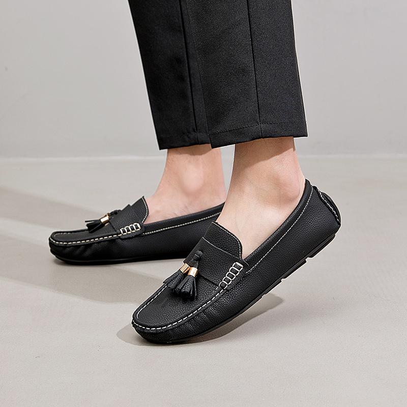 Plus Size Tassel Loafers Men Casual Shoes Handmade Leather Male Slip on Flats Fringe Man Moccasins Luxury Mens Driving Shoes