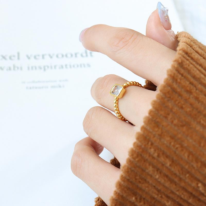 

Летнее геометрическое медное цирконовое кольцо: Универсальные модные украшения для женщин Size 6 Adjustable