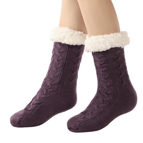 1 Pair Cashmere Socks Slipper Socks with Non-Slip Dots Winter Thick Home Sleep Socks for Women And Elderly