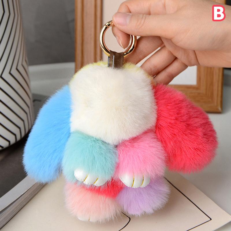 15Cm Rabbit Fur Keychain Women Bag Car Key Chain Pendant Decoration Jewelry Bags