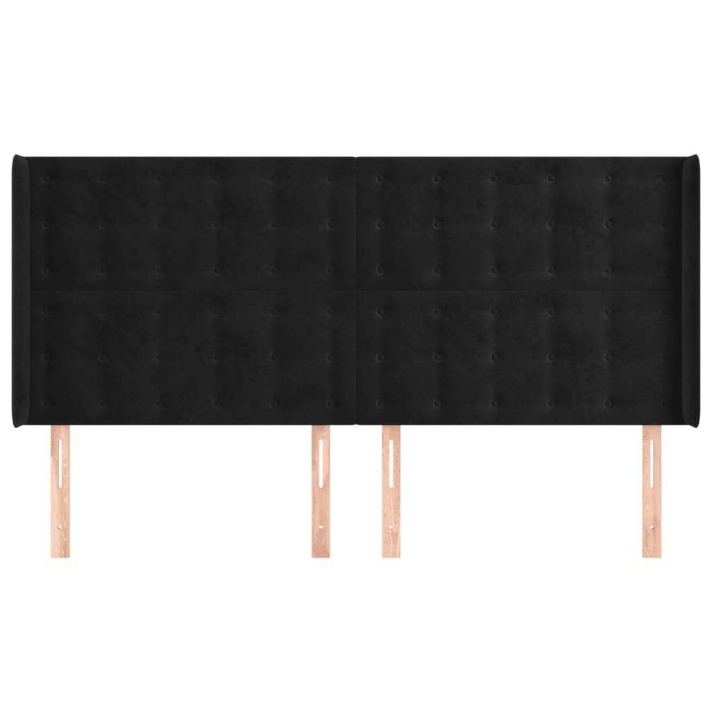 Vidaxl Wingback Headboard, Black, 203X16X118/128 Cm, Velvet