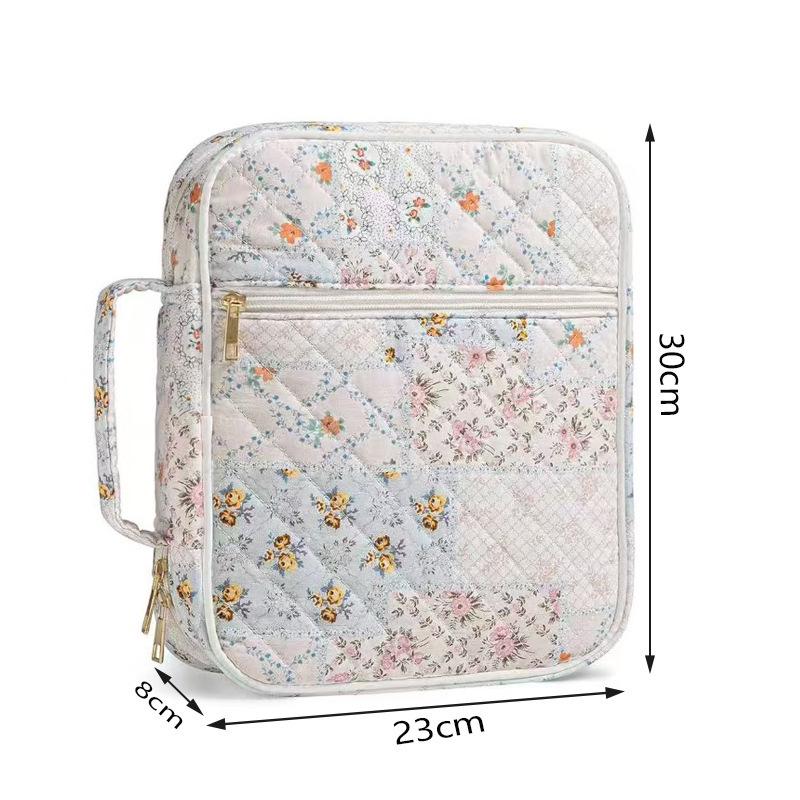 Large Capacity Quilted Cotton Book Storage Bag - Portable, Dustproof Cover
