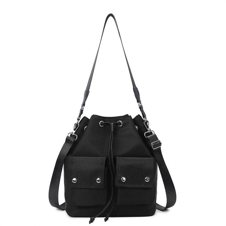 Large Capacity Drawstring Bucket Bag, Multi-pocket Shoulder Bag, Casual Handbag