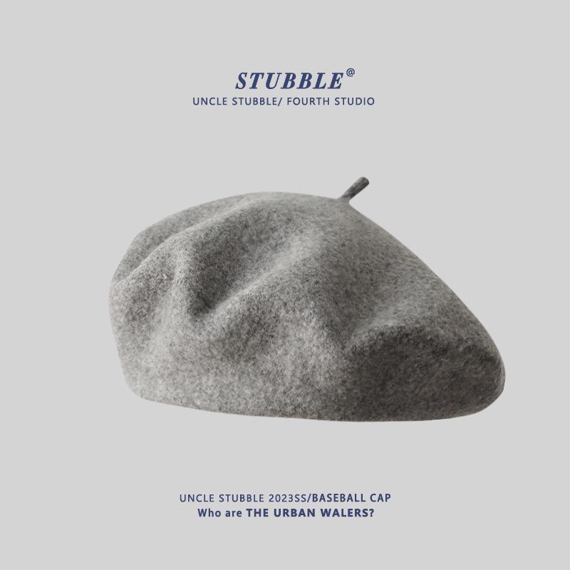 Women's Artistic Retro Wool Beret - Solid Color Autumn/Winter Hat