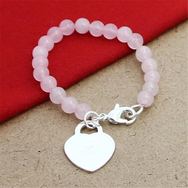 

Браслет из натурального пресноводного жемчуга из серебра 925 пробы, женский браслет с белым жемчугом, черным, розовым, зеленым и серебряным, свадебные украшения 20cm розовый