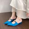 2025 New Women's Spring Summer Muels Slippers Pointed Toe Fashion Dress Slides for Outdoor Party Footwear