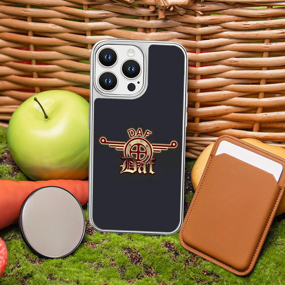 Daf logo cool car fashion design Phone Case for iPhone 16 15 14 13 12 11 Pro Max Sheepskin Silver-edged protective case