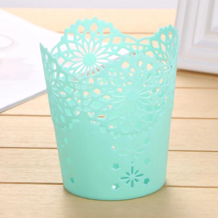 Hollow Flower Simplicity Brush Storage Pen Pencil Pot Holder Container Desk Organizer Gift