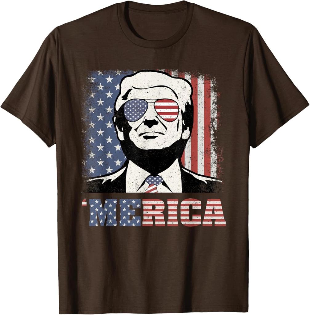 MERICA TRUMP Funny Trump 4th Of July American Flag Unisex T-Shirt
