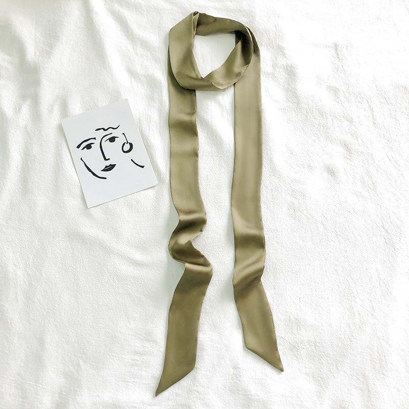 5x200cm Long Skinny Hair Scarf For Women Silky Satin Headband Cute Neckerchief Solid Colors Fashion Bag Scarves For Ladies