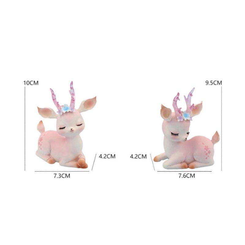 AEE4-Deer Figurines Miniature Deer Family Figures Mini Reindeer Statues Desktop Ornament For Gifts Home Office Car Decor