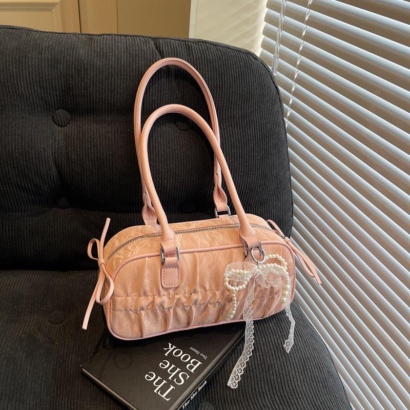 Bag Women's Underarm Commuter Bag 2025 Spring New Niche Folded Portable Bowling Bag Versatile Shoulder Bag