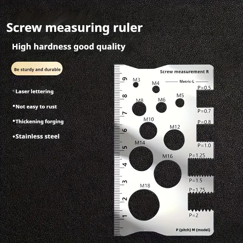 

304 Stainless Steel Screw Measuring Gauge Set - Precision Thread Pitch & Bolt Size Caliper Tool | M12 Diameter Ruler | Ideal Fat серебряный