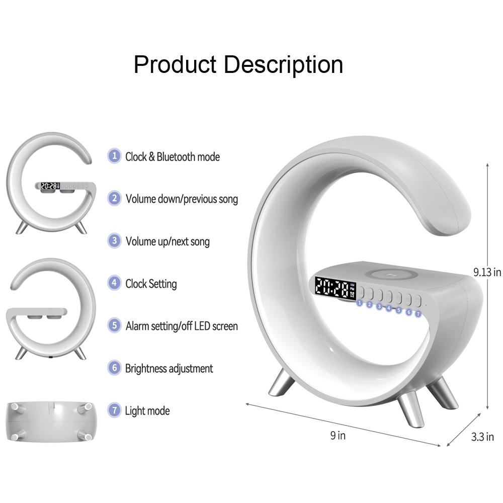 Multifunctional Alarm Clock Speaker RGB Table Lamp Ambient Light Wireless Charger APP Control LED Night Light Charging