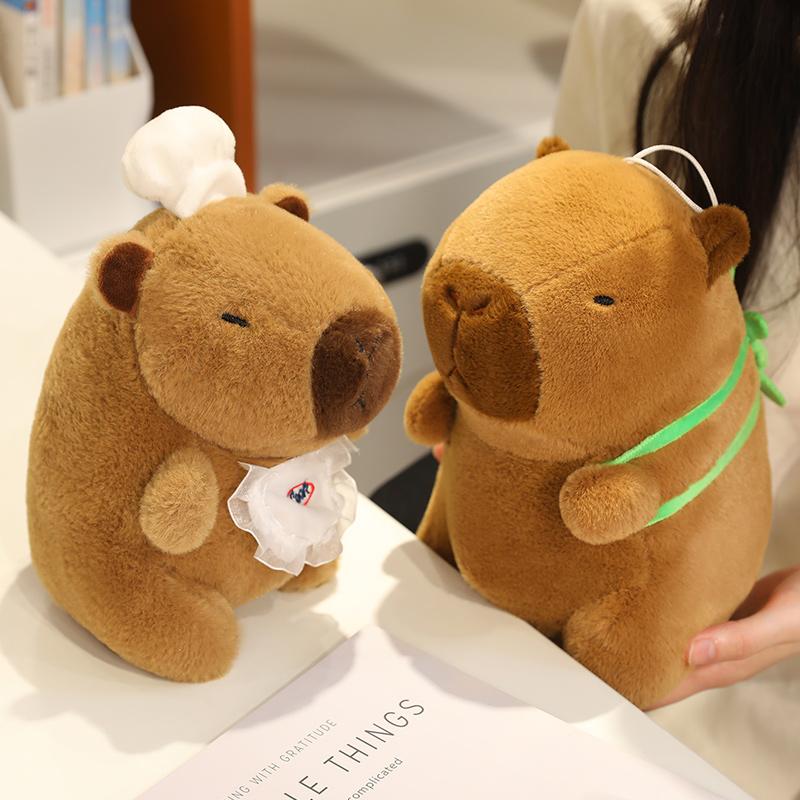 Cute Capybara With Basketball French Fries Cartoon Stuffed Animal Capybara Accompany Sleep Doll Xmas Gifts
