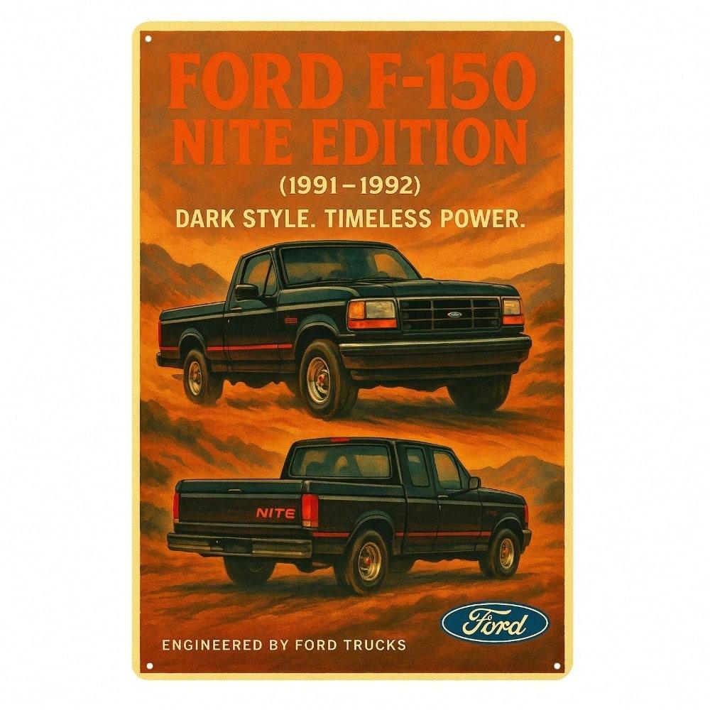 Ford F150 Nite Edition Vintage Blechschild 20x30cm Americana Garagenwandkunst Man Cave Dekor