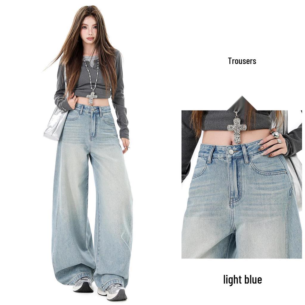High Street Style Damen Weite Jeans - Frühling/Herbst 2026 Bodenlang Lockerer Schnitt