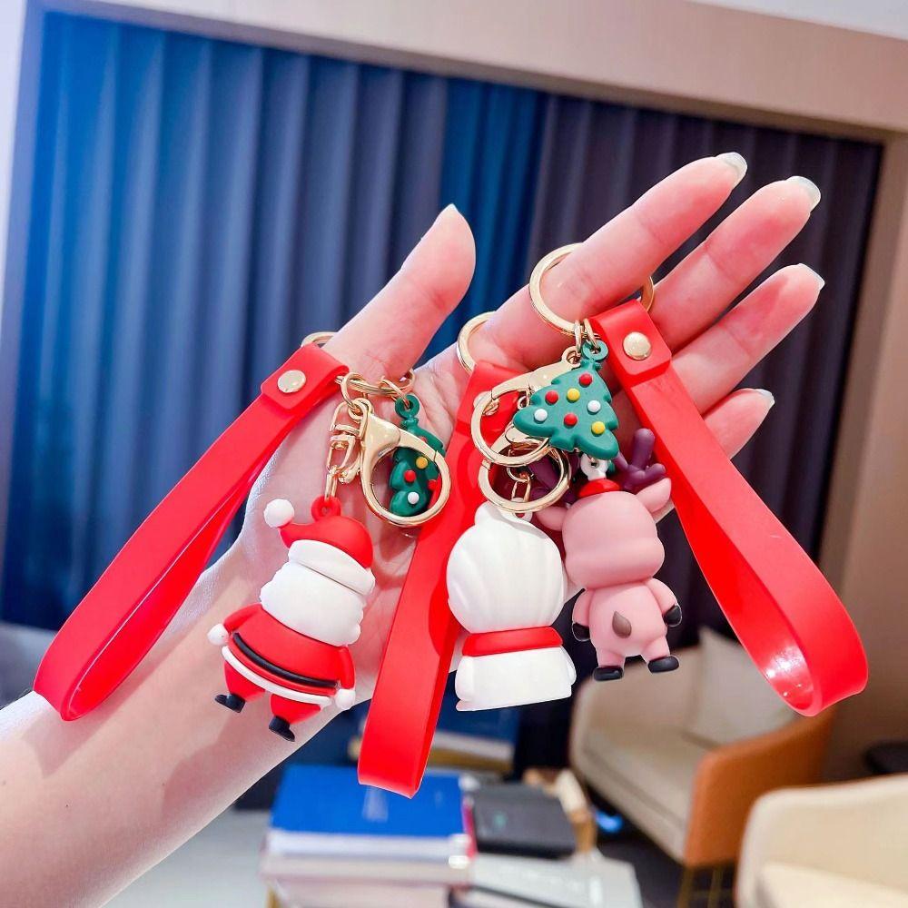 Decoration Small Pendant Santa  Key Fob Christmas Keychain Bag Charm Key Chain Car Key Ring