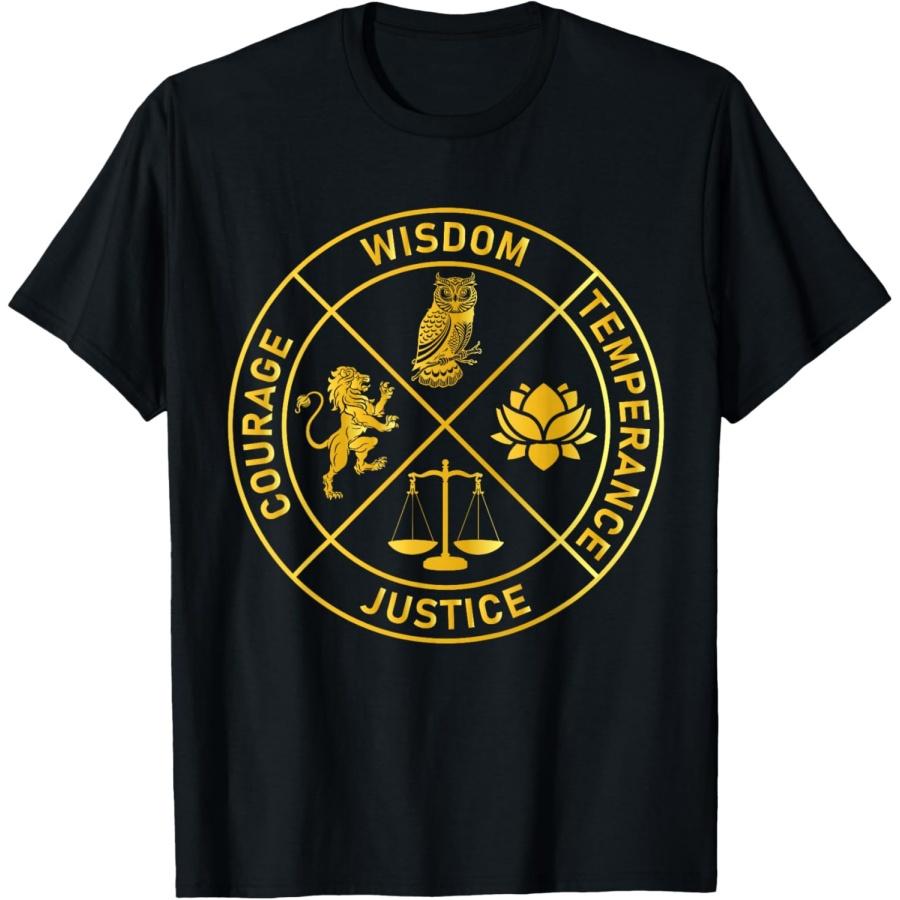 

Stoic Virtues Wisdom Temperance Justice Courage Stoicism T-Shirt XXXXXL чорний