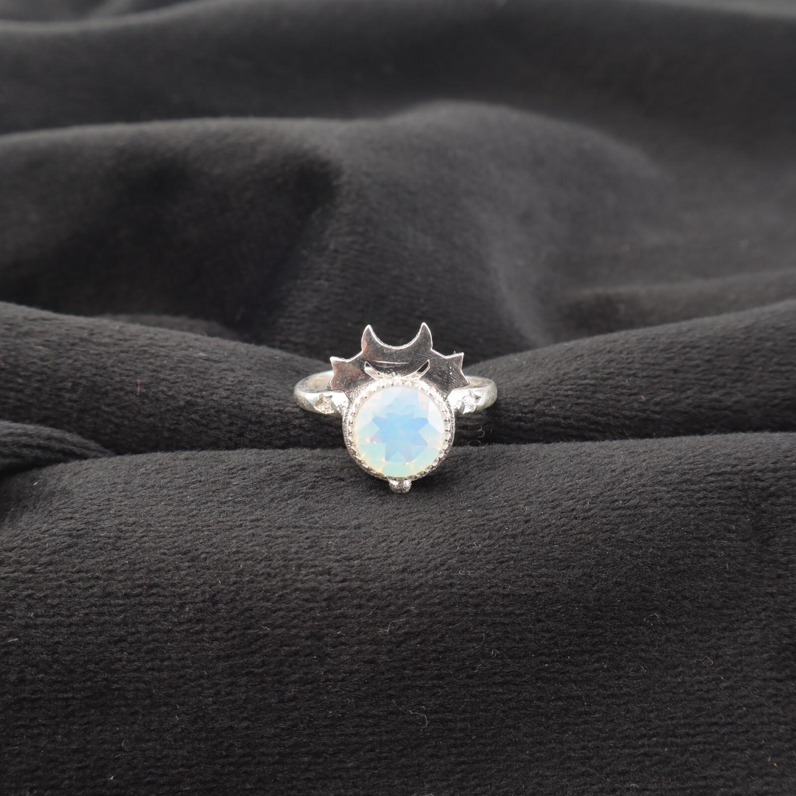 

Натуральный молочный опал драгоценный камень 925 стерлинговое серебро ювелирные изделия ручной работы двухцветное кольцо RR-67-13 7.25