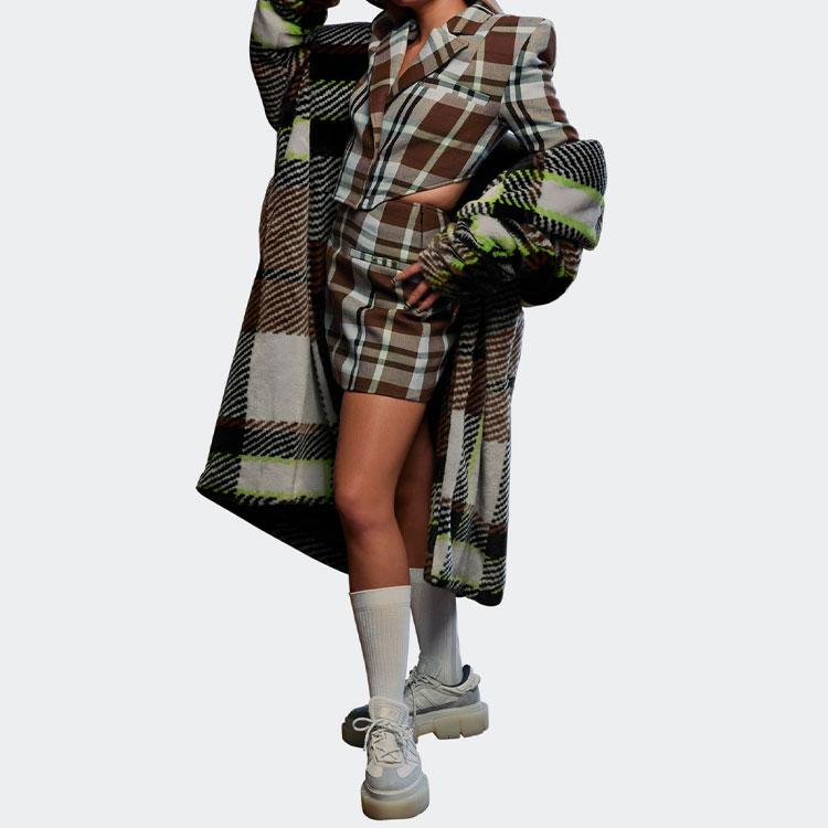 Adidas Originals Trefoil Checkered Casual Single-Breasted Coat Unisex Coats Solid-Grey HN1573